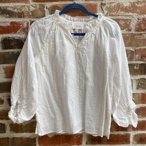 CLEOBELLA  100% Organic Cotton Blouse in Textured Tonal Stripe Size XS